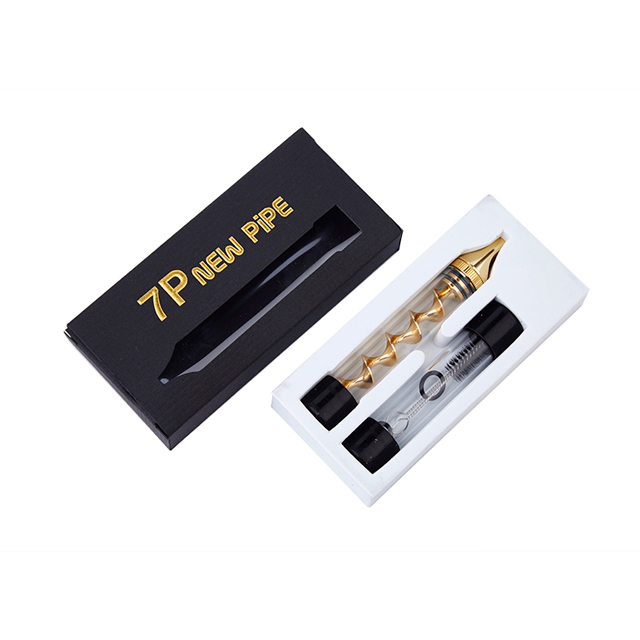 Twisty glass blunt New pipe flat mouthpiece dry herb vape pen-Gold