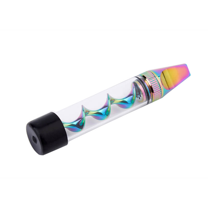 Dry Herb Vape Kit Blunt 7PMINI2 Twisty Glass Bubbler Smoking Pipe-Rainbow