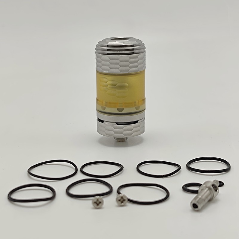 Coppervape Hussar The End Style RTA Rebuildable Tank Vape Atomizer -Silver Satined, 316SS + PEI, 3.0ml, 22mm Diameter