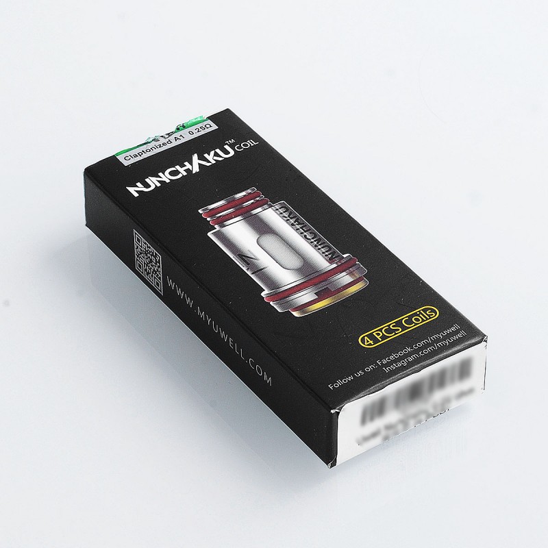 Authentic Uwell Replacement Claptonized A1 Coil for Nunchaku 2 / Nunchaku Sub Ohm Tank - 0.25 Ohm (40~50W) (4 PCS)