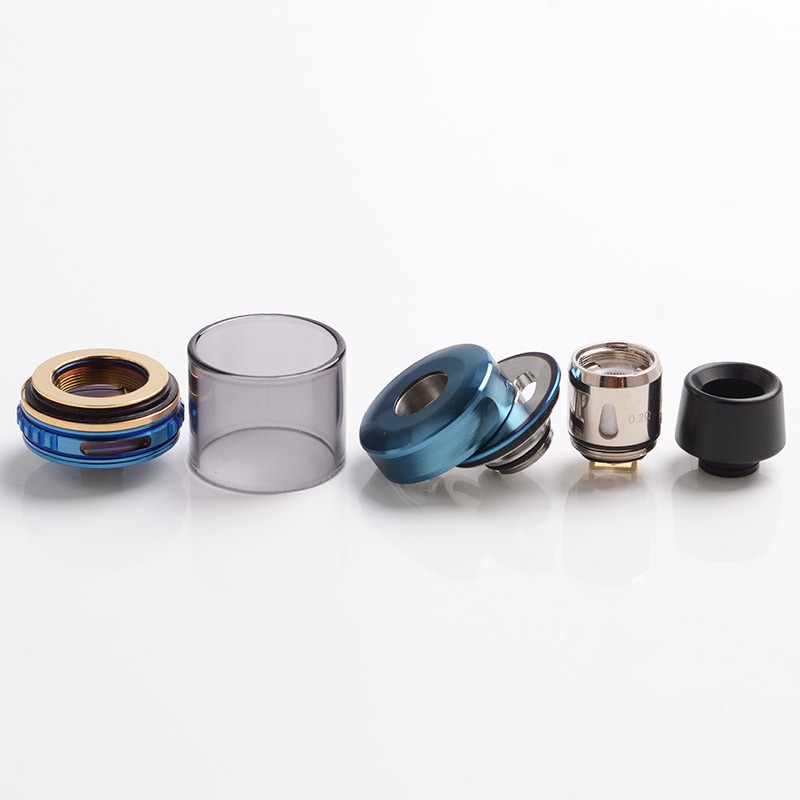 Authentic Vapor Storm Trip Sub-Ohm Tank Atomizer - Blue, Stainless Steel + Glass, 0.2ohm