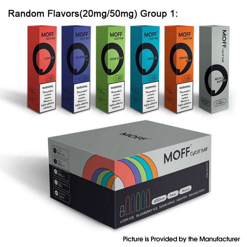 Authentic Moff Cycle Bar 600 Puffs Rechargeable Disposable Kit With 400mAh Battery (One Pack with Five Flavors) 20mg/50mg
