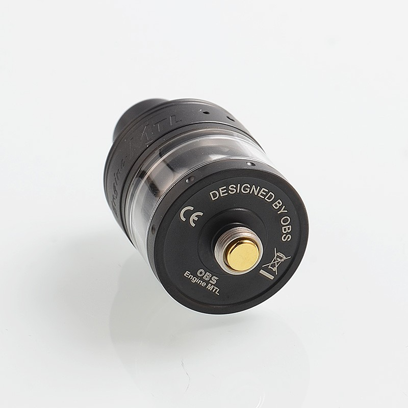 Autêntico OBS motor mtl RTA atomizador de tanque reconstruível - preto, aço inoxidável, 2 ml, 24 mm de diâmetro