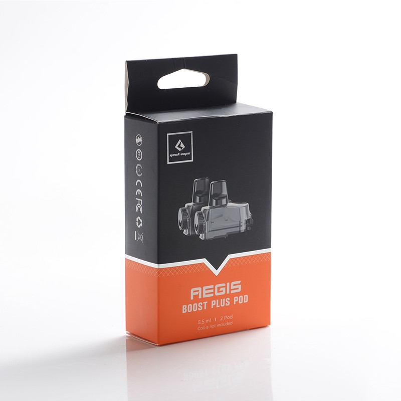 Authentic GeekVape Aegis Boost Plus Mod Pod System Vape Kit Replacement Empty Pod Cartridge - Black, 5.5ml (2 PCS)