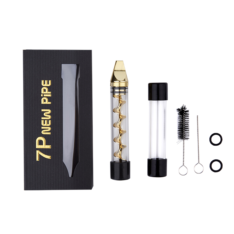 7P New Pipe Twisty Glass Blunt Flat Mouthpiece Dry Herb Vape Pen-Gun