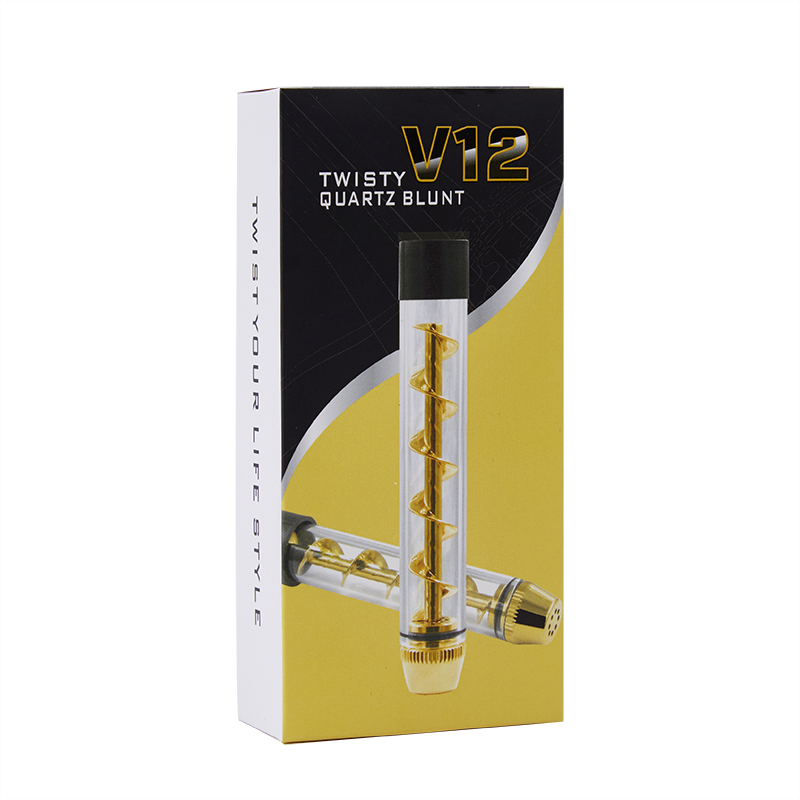 Tobacco Smoking Pipe Twisty V12 Quartz Blunt Dry Herb Vaporizer Herbal Vape Kit Easy Operation - Black 