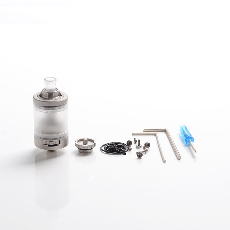 Vapeasy Roulette Style MTL / DL RTA Rebuildable Tank Vape Atomizer - Silver, Stainless Steel, 3.5ml, 22mm Diameter