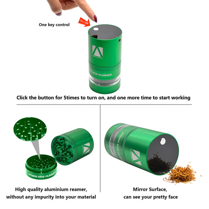 ATMAN Mini Hummer Electric Dry Herb Grinder Automatic Operation Tobacco Crusher 900mAh 