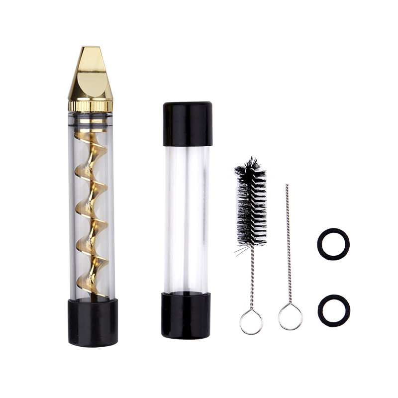 Mini 2 Series Twisty Glass Blunt – Silver Metal Tip With Cleaning Brush