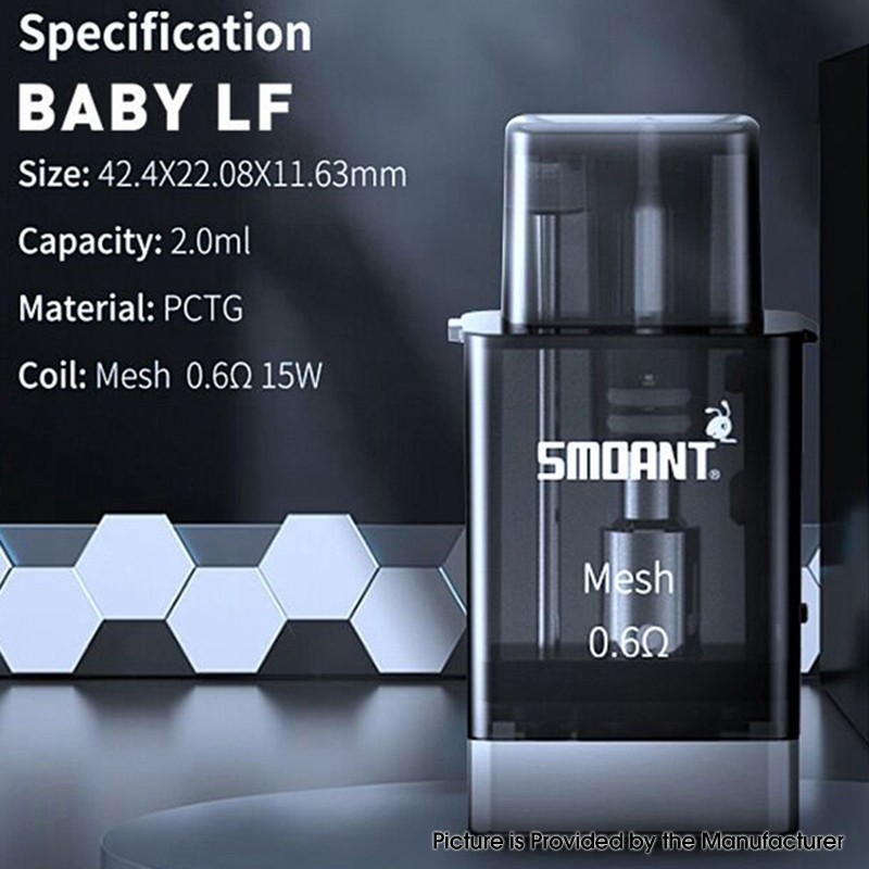 Authentic Smoant Baby LF Replacement Pod Cartridge for Charon Baby / Battlestar Baby Pod System -2ml, 0.6ohm (2 PCS)