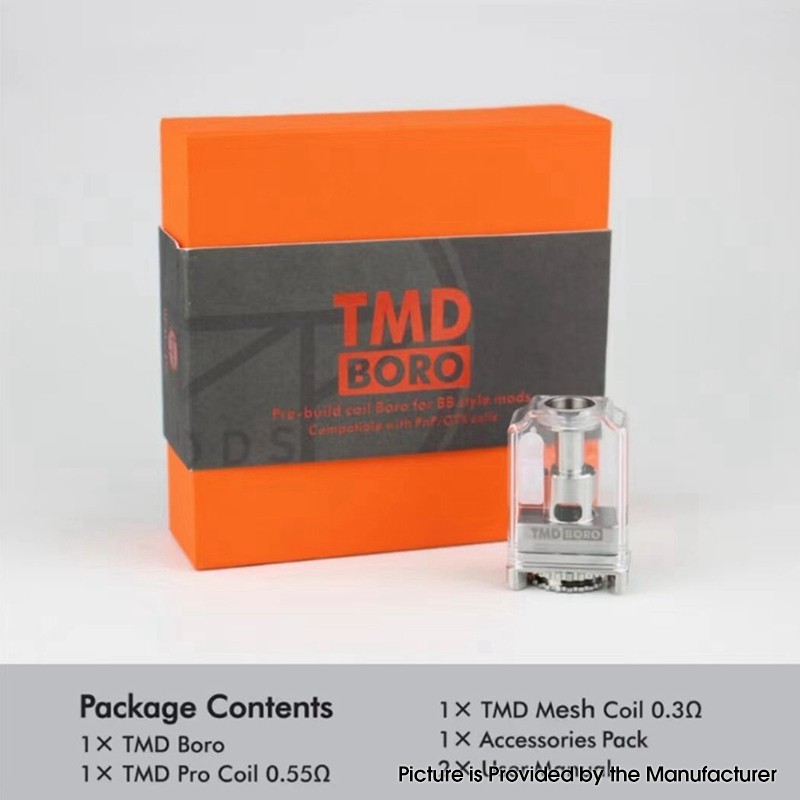 Authentic BP Mods TMD BORO Tank for BB Billet Box / Sunbox Zero Naga / SXK Supbox Boro Mod 5.0ml, 0.3ohm / 0.55ohm