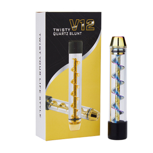 Tobacco Smoking Pipe Twisty V12 Quartz Blunt Dry Herb Vaporizer Herbal Vape Kit Easy Operation -Rainbow