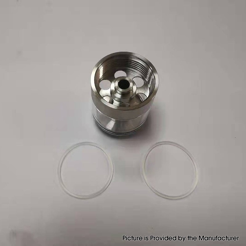 YFTK Flash e-Vapor V4.5S+ Style RTA Replacement Glass Bell Cap + Chimney - Silver, 3.5ml, Stainless Steel (1 PC)