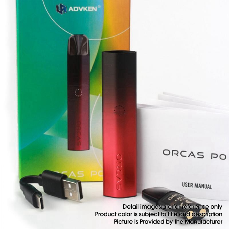 Advken Orcas Pod System Vape Starter Kit, 360mAh, Aluminum Alloy + PCTG, 2.0ml Pod Cartridge, 1.2ohm